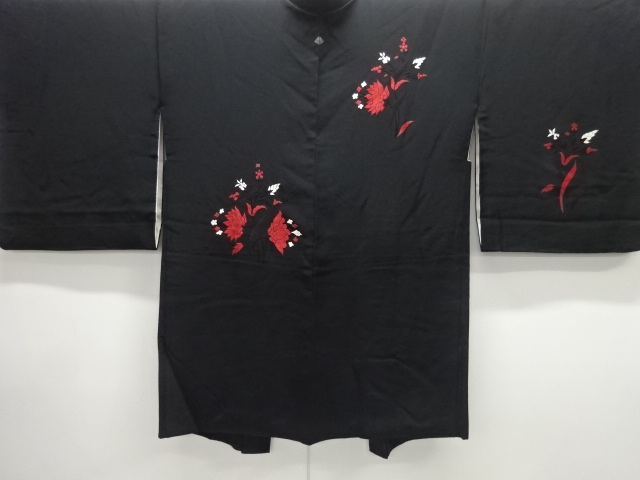 花模様刺繍一つ紋絵羽織